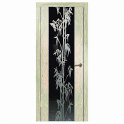 Дверь Диана  ПВХ лиственница стекло Бамбук черное Дверная Линия