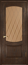 Дверь Лаура2  Шпон L мореный дуб стекло ромб ДвериПро